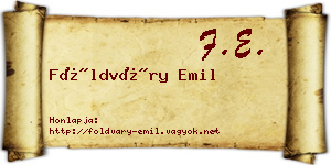 Földváry Emil névjegykártya